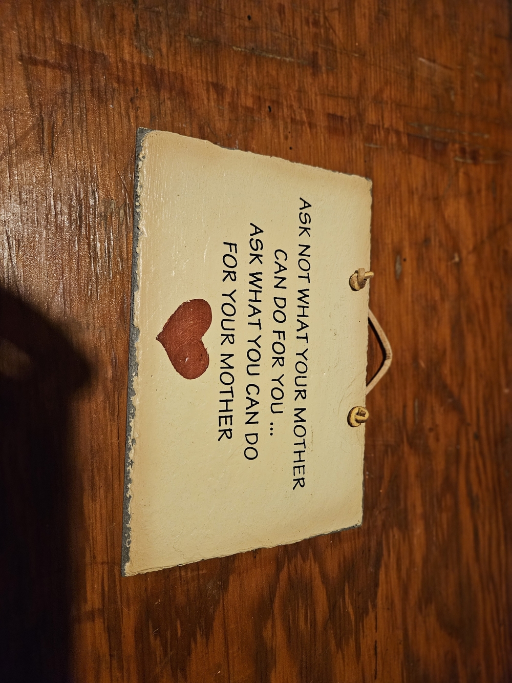 Cream Wooden Hanging Sign with Heart and Quote